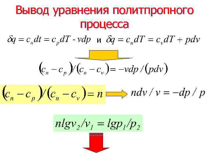 Вывод уравнения политпропного процесса и 