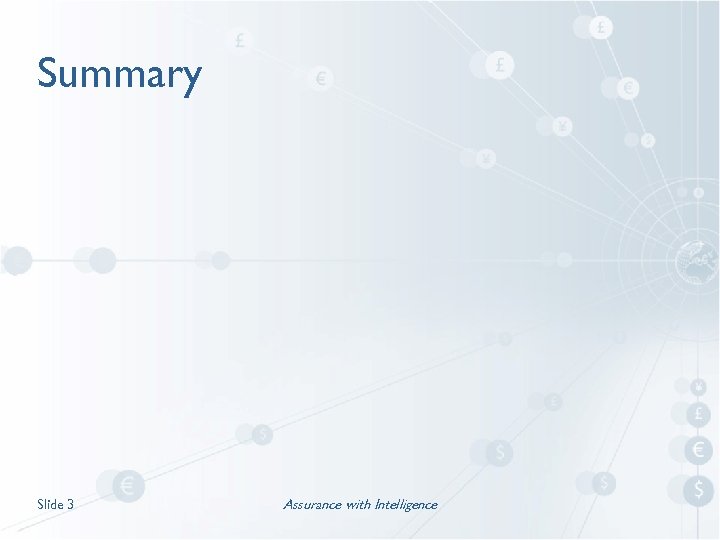 Summary Slide 3 Assurance with Intelligence 