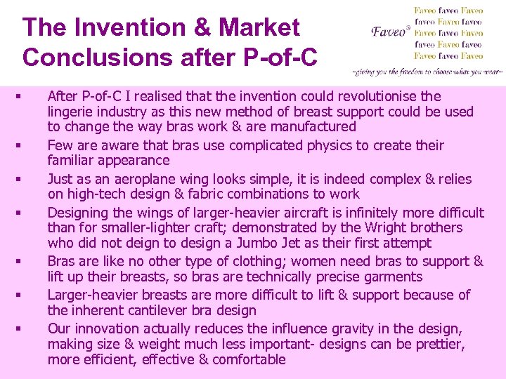 The Invention & Market Conclusions after P-of-C § § § § After P-of-C I