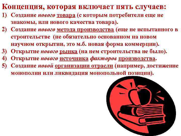 Концепция, которая включает пять случаев: 1) Создание нового товара (с которым потребители еще не