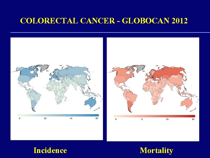 COLORECTAL CANCER - GLOBOCAN 2012 Incidence Mortality 