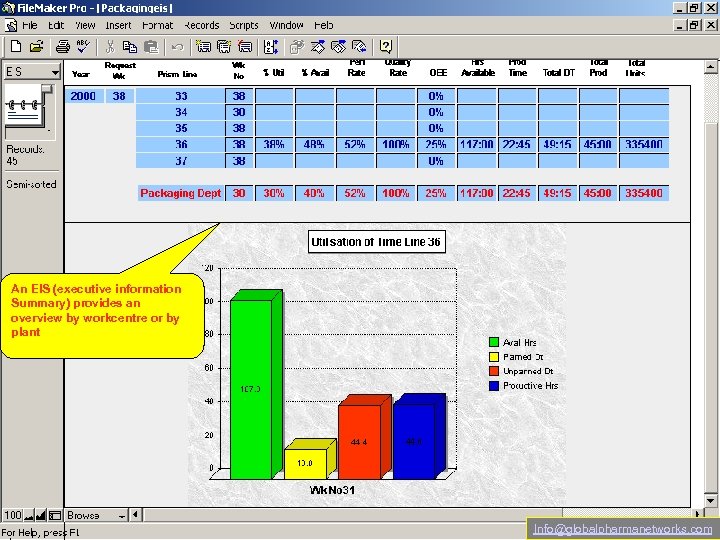 An EIS (executive information Summary) provides an overview by workcentre or by plant Profile