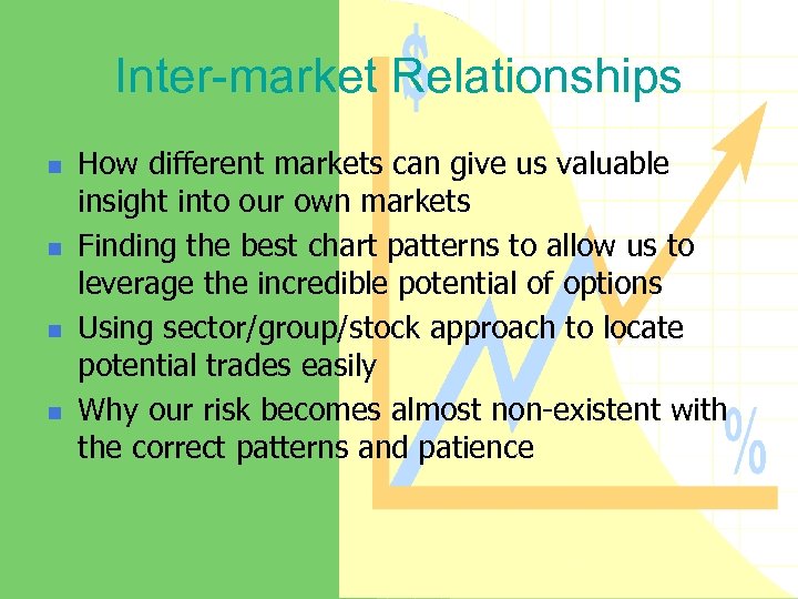 Inter-market Relationships n n How different markets can give us valuable insight into our