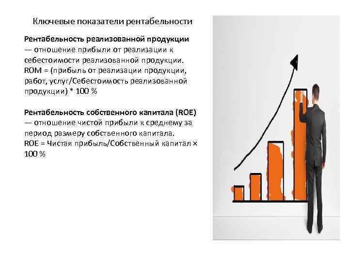 Ключевые показатели рентабельности Рентабельность реализованной продукции — отношение прибыли от реализации к себестоимости реализованной