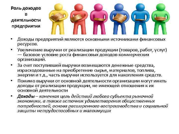 Роль доходов в деятельности предприятия • Доходы предприятий являются основными источниками финансовых ресурсов. •