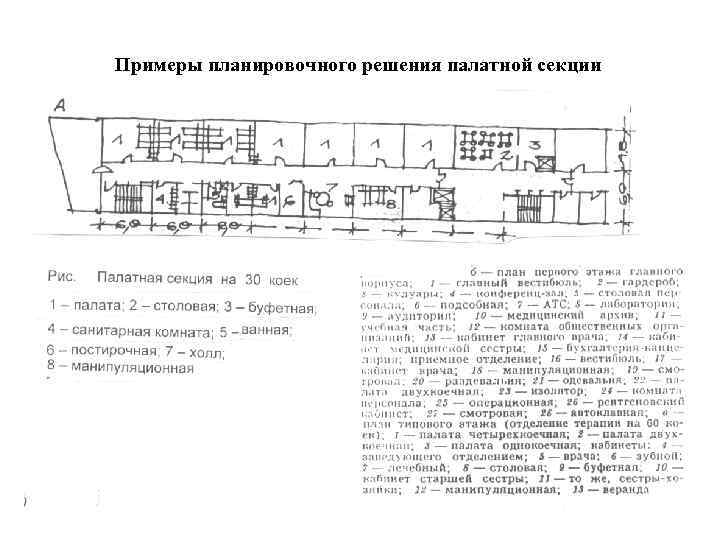 Примеры планировочного решения палатной секции 