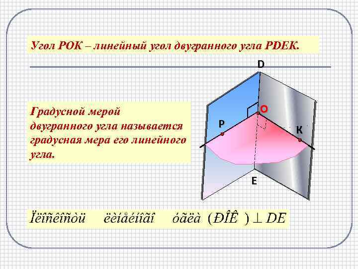 Построить линейный угол двугранного угла back треугольник