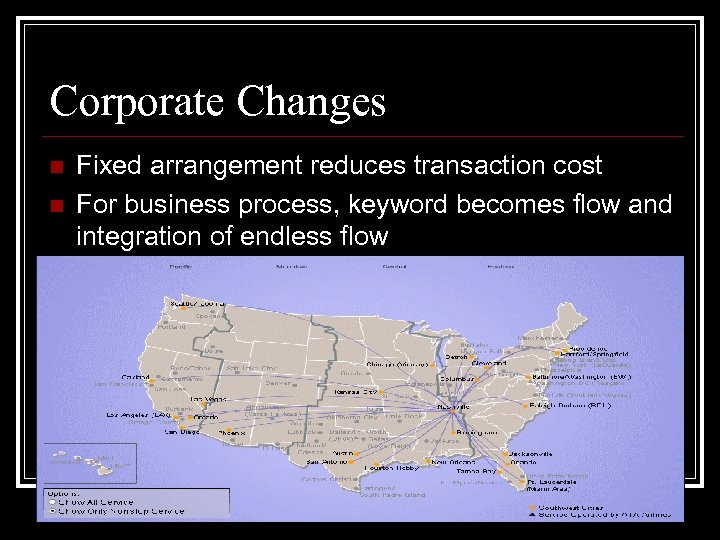 Corporate Changes n n Fixed arrangement reduces transaction cost For business process, keyword becomes