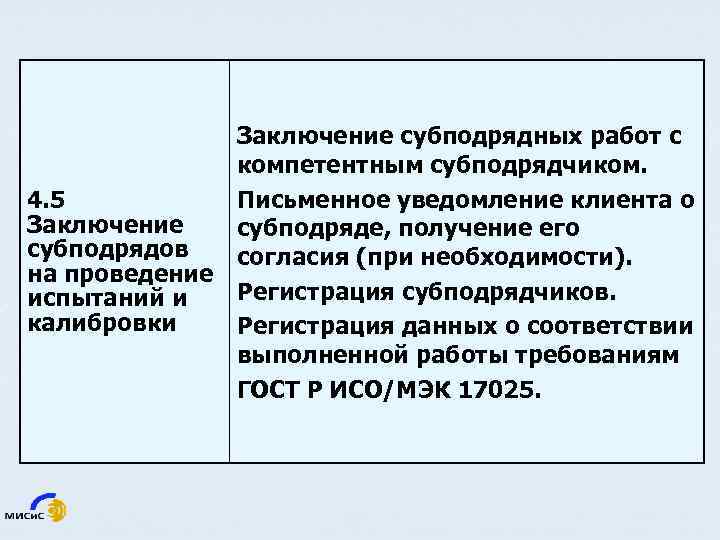 Заключение субподрядных работ с компетентным субподрядчиком. Письменное уведомление клиента о 4. 5 Заключение субподряде,