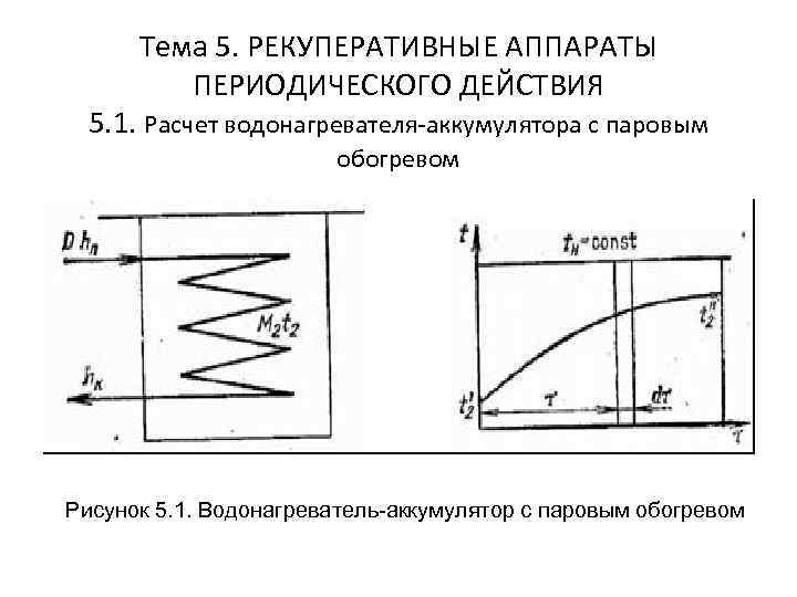 Тема 5. РЕКУПЕРАТИВНЫЕ АППАРАТЫ ПЕРИОДИЧЕСКОГО ДЕЙСТВИЯ 5. 1. Расчет водонагревателя аккумулятора с паровым обогревом