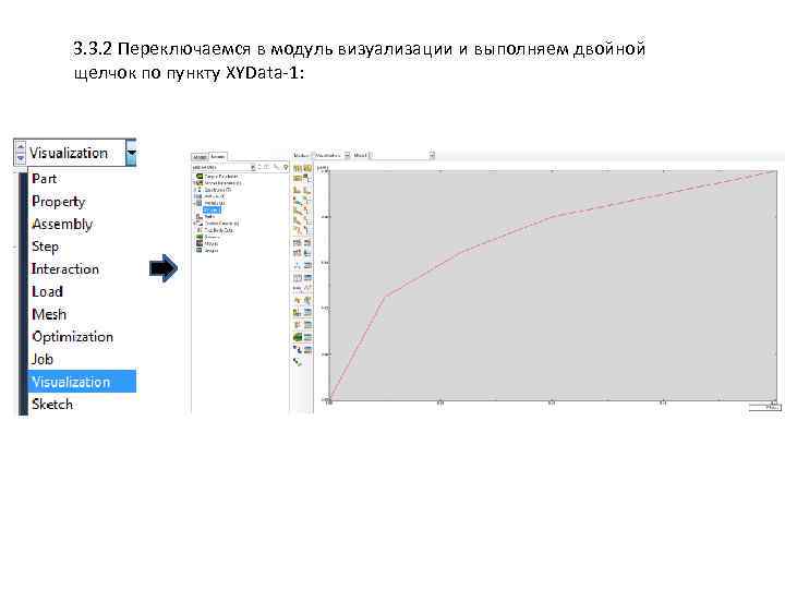 3. 3. 2 Переключаемся в модуль визуализации и выполняем двойной щелчок по пункту XYData-1: