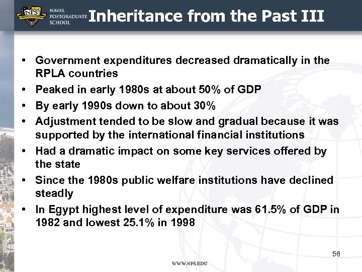 Inheritance from the Past III • Government expenditures decreased dramatically in the RPLA countries