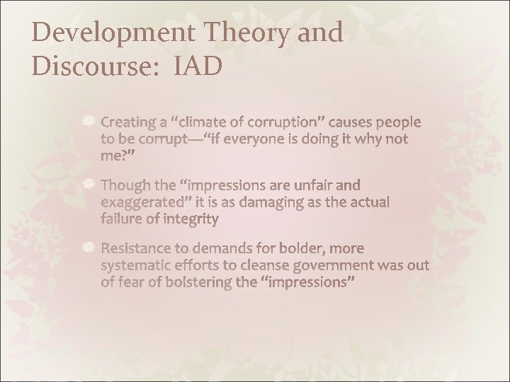 Development Theory and Discourse: IAD 