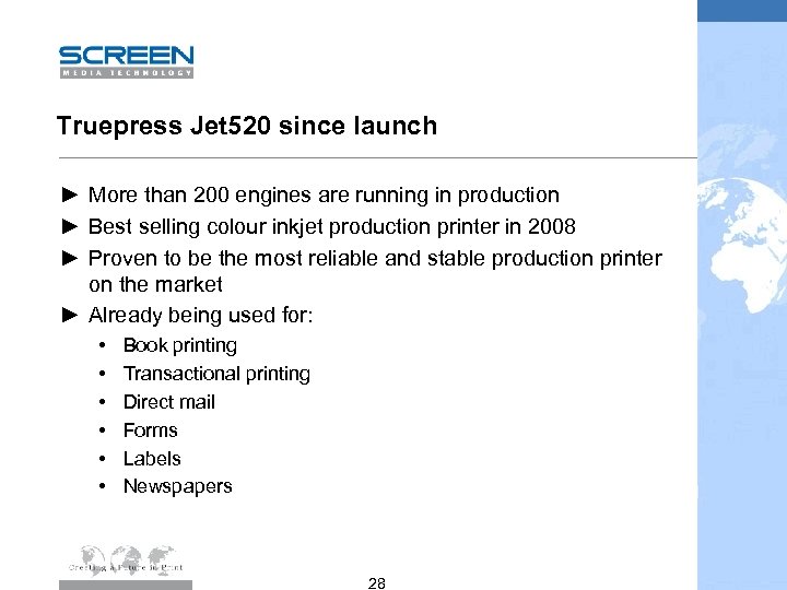 Truepress Jet 520 since launch ► More than 200 engines are running in production