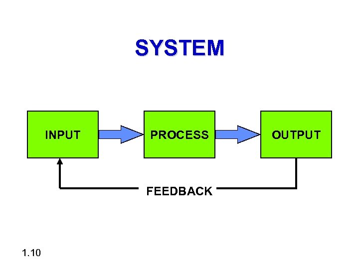 SYSTEM INPUT PROCESS FEEDBACK 1. 10 OUTPUT 