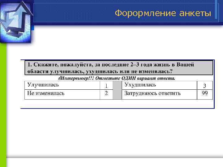Форормление анкеты 