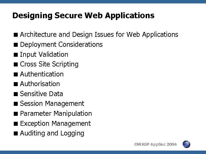 Designing Secure Web Applications < Architecture and Design Issues for Web Applications < Deployment