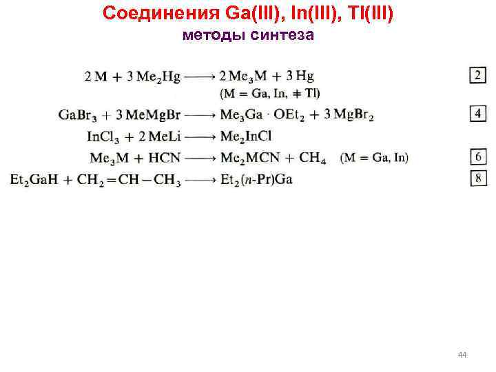 Соединения Ga(III), In(III), Tl(III) методы синтеза 44 