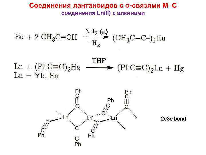 Соединения лантаноидов с -связями M–C cоединения Ln(II) с алкинами (ж) 