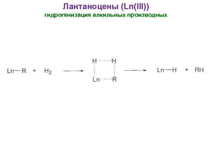 Лантаноцены (Ln(III)) гидрогенизация алкильных производных 