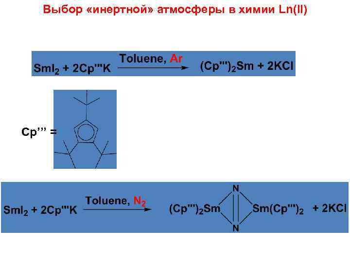 Выбор «инертной» атмосферы в химии Ln(II) Cp’’’ = 