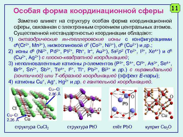 Фактор строения. Строение координационной сферы. Структуры координационных сфер. Внешняя координационная сфера. Координационные сферы комплексов.