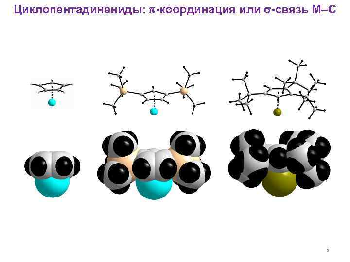 Циклопентадинениды: -координация или -связь M–C 5 