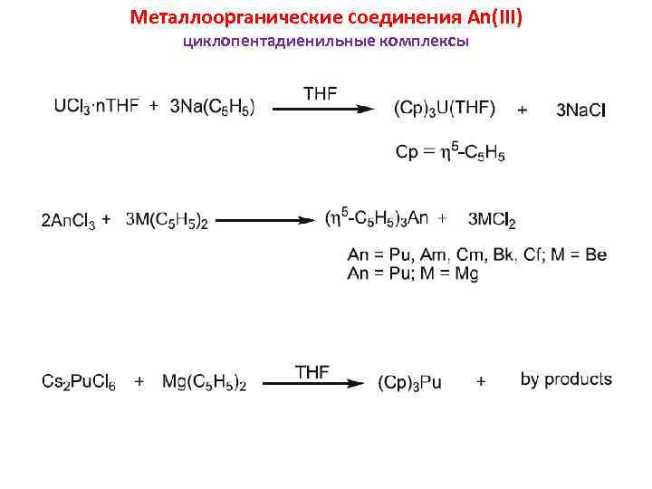 Металлоорганические соединения An(III) циклопентадиенильные комплексы 