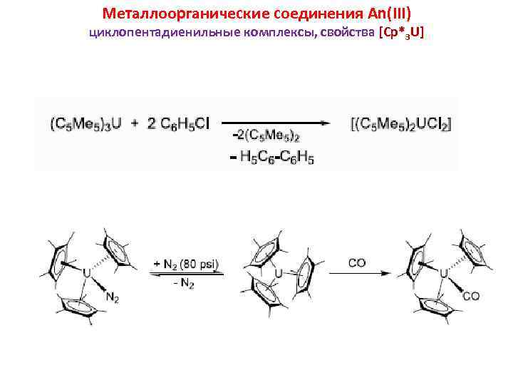 Металлоорганические соединения An(III) циклопентадиенильные комплексы, свойства [Cp*3 U] 