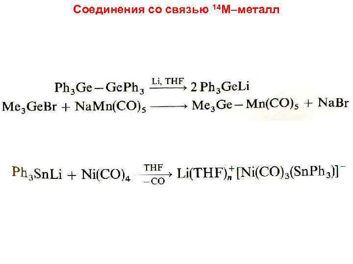 Соединения со связью 14 M–металл 