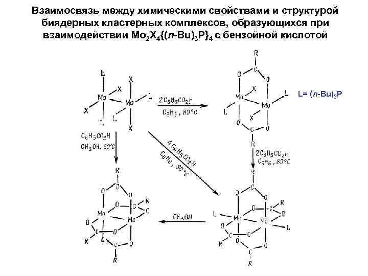 Взаимосвязь между химическими свойствами и структурой биядерных кластерных комплексов, образующихся при взаимодействии Mo 2