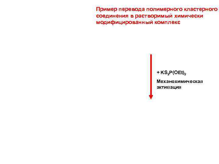 Пример перевода полимерного кластерного соединения в растворимый химически модифицированный комплекс + KS 2 P(OEt)2