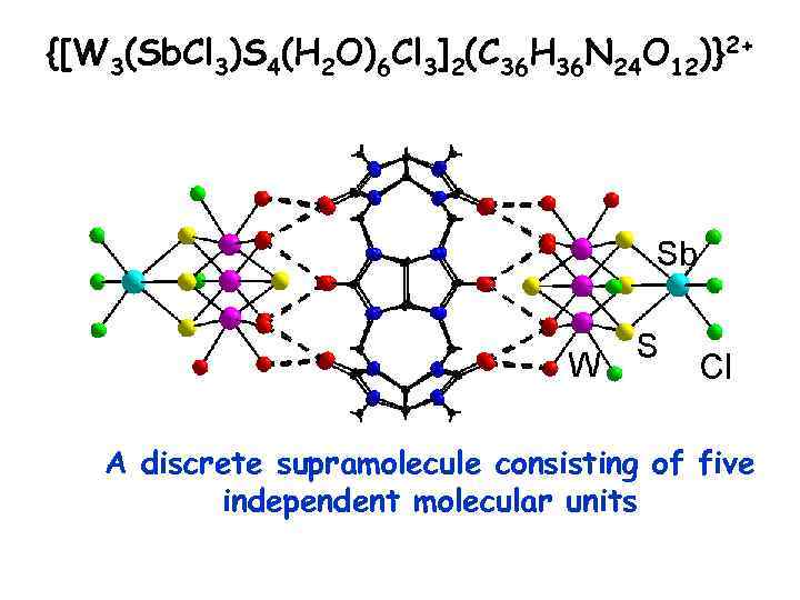 {[W 3(Sb. Cl 3)S 4(H 2 O)6 Cl 3]2(C 36 H 36 N 24