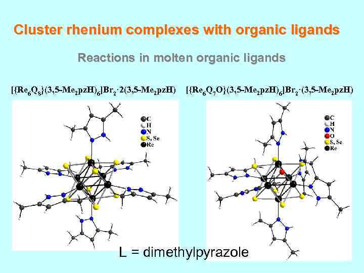 Cluster rhenium complexes with organic ligands Reactions in molten organic ligands [{Re 6 Q