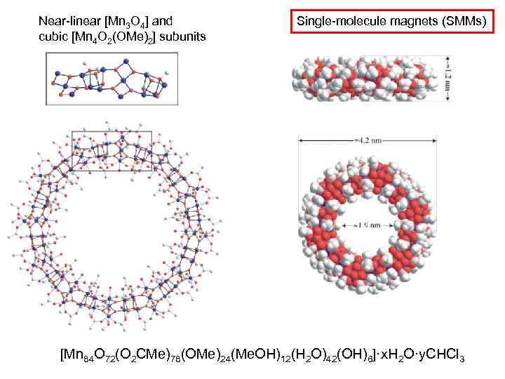 Near-linear [Mn 3 O 4] and cubic [Mn 4 O 2(OMe)2] subunits Single-molecule magnets