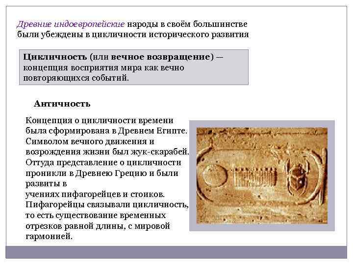 Древние индоевропейские народы в своём большинстве были убеждены в цикличности исторического развития Цикличность (или