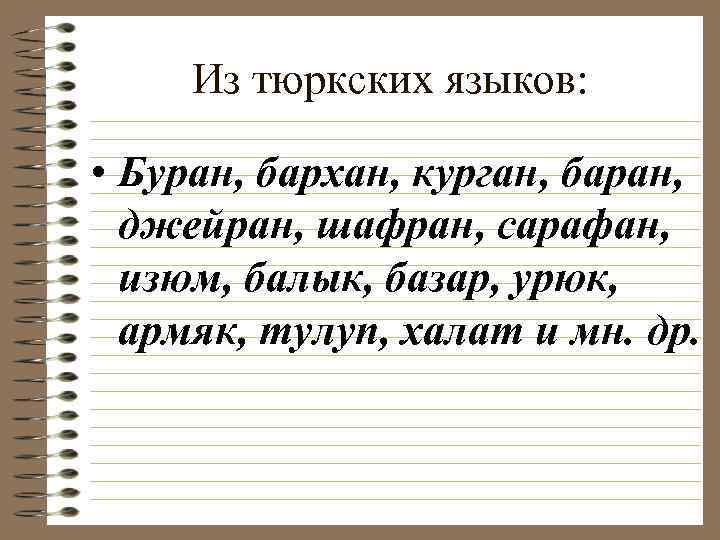 Заимствованные слова из тюркского языка. Тюркские слова в русском языке. Тюркские языки.