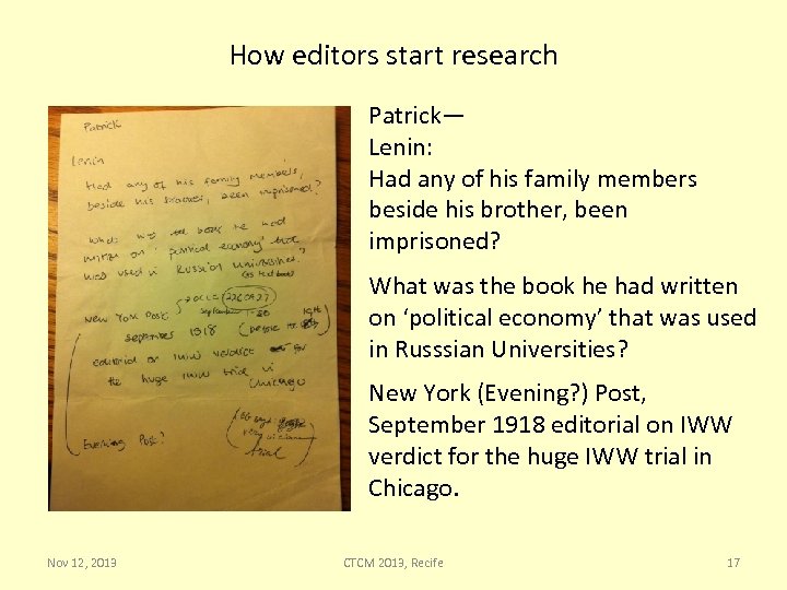 How editors start research Patrick— Lenin: Had any of his family members beside his