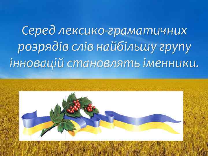 Серед лексико-граматичних розрядів слів найбільшу групу інновацій становлять іменники. 