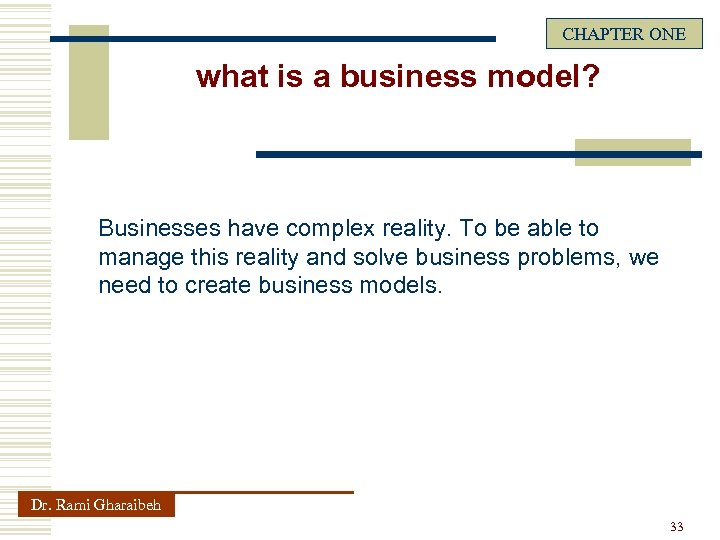 CHAPTER ONE what is a business model? Businesses have complex reality. To be able