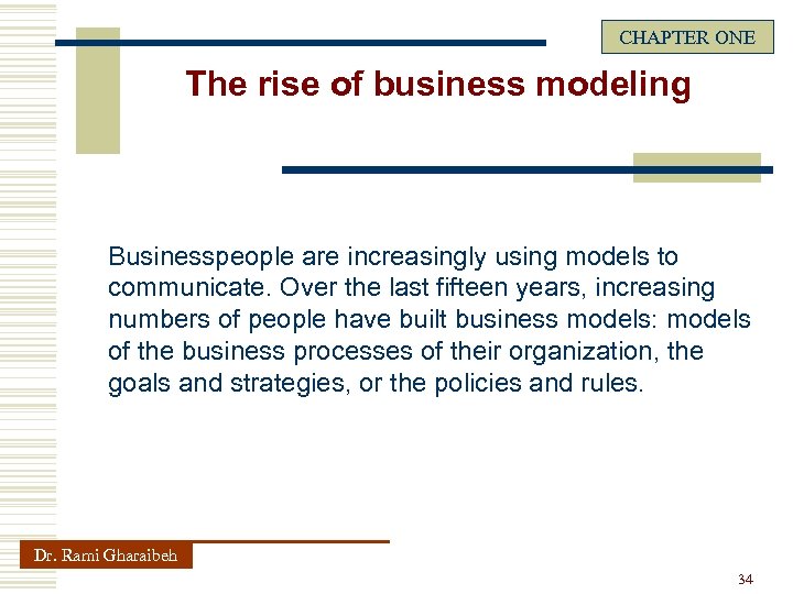 CHAPTER ONE The rise of business modeling Businesspeople are increasingly using models to communicate.