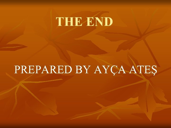 THE END PREPARED BY AYÇA ATEŞ 