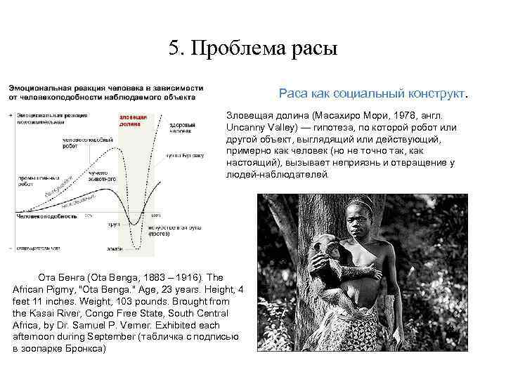 5. Проблема расы Раса как социальный конструкт. Зловещая долина (Масахиро Мори, 1978, англ. Uncanny