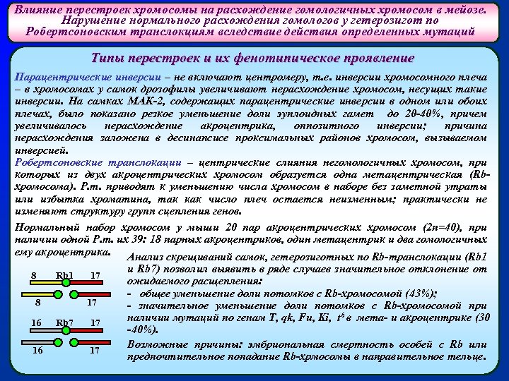Влияние перестроек хромосомы на расхождение гомологичных хромосом в мейозе. Нарушение нормального расхождения гомологов у