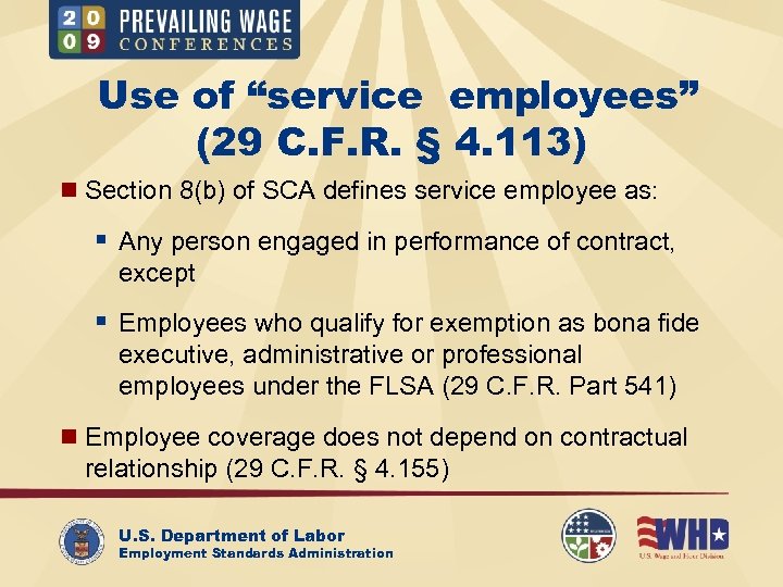 Use of “service employees” (29 C. F. R. § 4. 113) n Section 8(b)