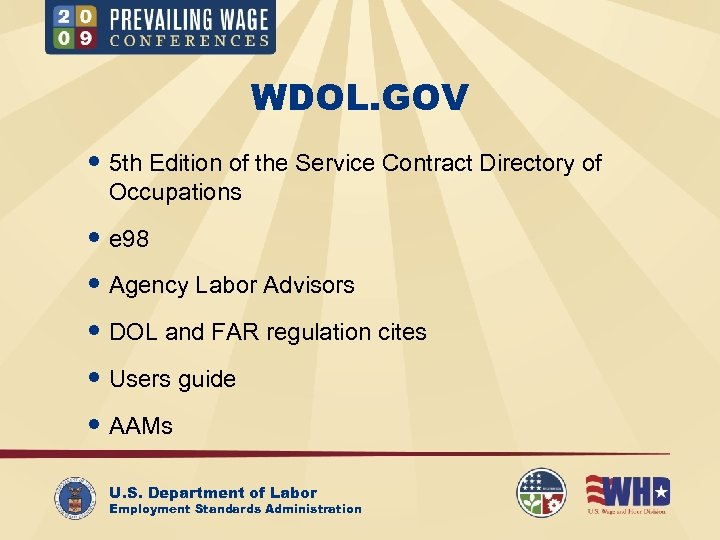 WDOL. GOV 5 th Edition of the Service Contract Directory of Occupations e 98