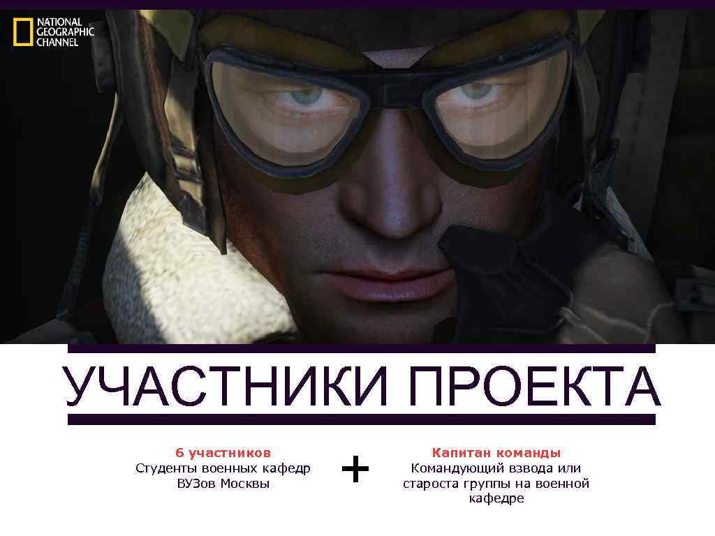 УЧАСТНИКИ ПРОЕКТА 6 участников Студенты военных кафедр ВУЗов Москвы + Капитан команды Командующий взвода