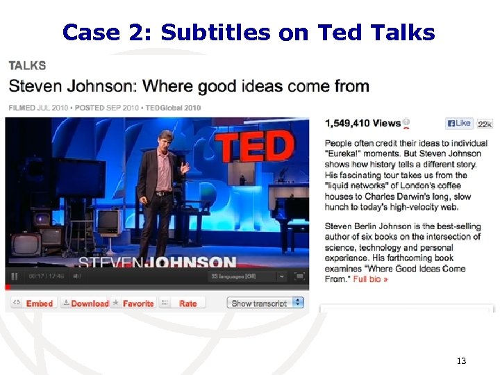 Case 2: Subtitles on Ted Talks 13 