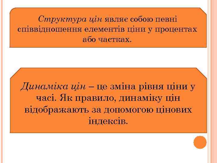 Структура цін являє собою певні співвідношення елементів ціни у процентах або частках. Динаміка цін