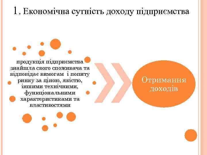 1. Економічна сутність доходу підприємства продукція підприємства знайшла свого споживача та відповідає вимогам і